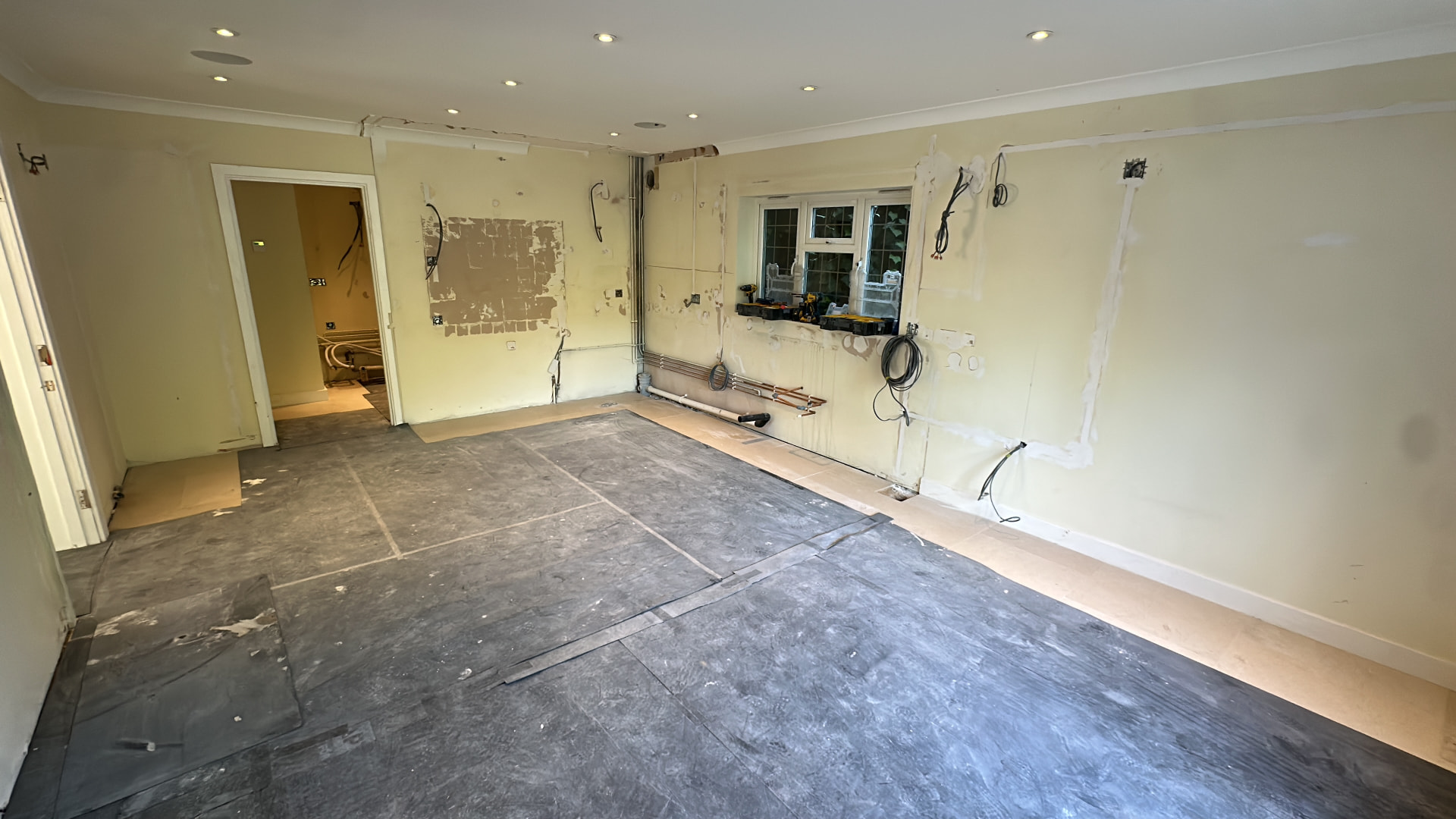 The room stripped back to shell, ready for the new made to measure kitchen